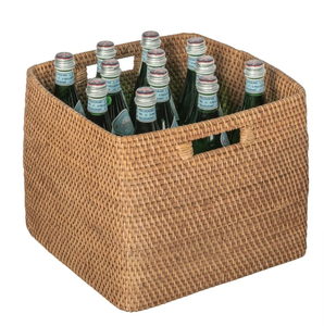 Artex HaiNam <b>Square</b> Natural Rattan Storage <b>Basket</b> With Handles Rustic Multi-Purpose Organizer - Product Image 2