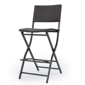 Set di 2 sgabelli da bar pieghevoli in vimini multicolor marrone per esterni, sgabelli da bar in finto rattan, mobili da patio resistenti - Product Image 5