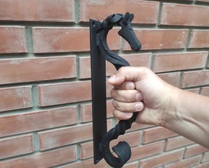 Poignée de portail en fer forgé résistant à la rouille, finition peinte à la main, style asiatique, design tête de cheval, installation facile - Product Image 3
