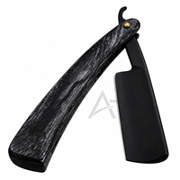 Rasoir droit avec manche en bois Pakka, acier inoxydable, outil de toilettage professionnel tranchant, logo personnalisé