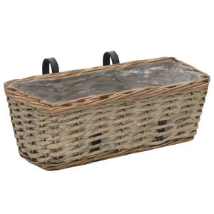 Fioriera da balcone in vimini in 2 pezzi con fodera in PE 15.7 \ "fioriere e fioriere - Product Image 2