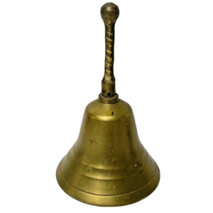 Cloche à main vintage en laiton massif avec poignée torsadée, cloche de table dorée antique pour la décoration de la maison, l'école et les mariages - Product Image 1