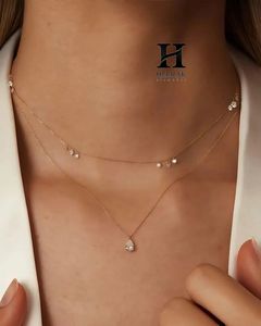 Collar de Diamantes Flotantes Invisibles para Mujer, Gargantilla de Hilo Transparente, Collar Solitario con una Sola Piedra, Collar de Diamantes de Laboratorio - Product Image 4