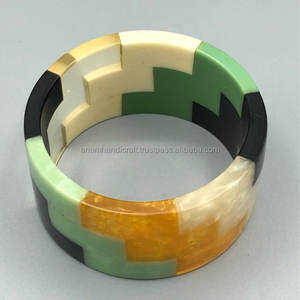 Handcrafted Customized Vintage Style <b>Resin</b> Cufflink and Bangle Set for Women Highly Polished from India - Product Image 1