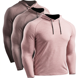 Men's Slim Fit Hooded Long Sleeve Rash Guard Quick Dry Knitted Solid Color <b>Raglan</b> Sleeve Casual <b>Top</b> Red Maroon Black - Product Image 5