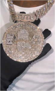 จี้เงินแท้ทรงกลมขนาดใหญ่ประดับเพชรโมอิสซาไนต์ VVS ระดับพรีเมียม 925 พร้อมตัวอักษรแบบกำหนดเองสำหรับสร้อยคอ - Product Image 5