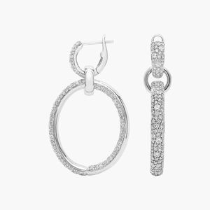 ต่างหูห่วงประดับเพชรเพาะเลี้ยงแบบ Pavé ทองคำขาว 14K - Product Image 2