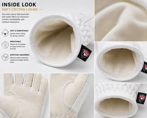Gants en cuir Dumela Custom Polo, longueur poignet, respirants, non doublés, blancs, style uni, pour extérieur - Product Image 3