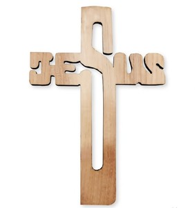 Cruz de Madera Hecha a Mano, Ligera y Ecológica, con Nombre de Jesús, Diseño Art Deco, Regalo Perfecto de Navidad para Decoración del Hogar Cristiano - Product Image 5