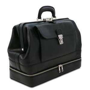 Sac de voyage vintage en cuir véritable, sac de médecin en cuir de vachette avec fermeture à glissière et fermoir, unisexe - Product Image 2