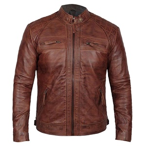 High Quality Plus Size Genuine <b>Leather</b> <b>Jacket</b> Outdoor Use Stand Collar Men's Reversible Windproof - Product Image 1