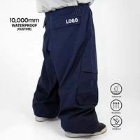 Pantalon de ski unisexe imperméable, coupe-vent, respirant, style cargo ample, pour l'hiver et les activités de plein air, thermique, avec coutures thermosoudées et doublure polaire