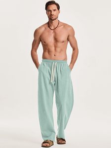 Cotton Jersey Trousers For <b>Men</b> Straight Mid Solid Joggers <b>Pants</b> Soft <b>Yoga</b> Lightweight Baggy Streetwear Lounge Casual Pockets - Product Image 6