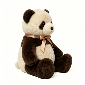 Peluche panda, peluche panda brun, peluche panda assis, jouet panda doux - Product Image 3