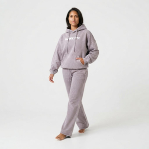 Survêtement de fabrication de haute qualité, effet délavé à l'acide, logo personnalisé, en coton, coupe oversize, épaules tombantes, avec cordon de serrage - Product Image 4