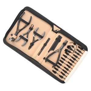 Hair Extension Tools Kit Styling Clips Parting Finger Curved <b>Needle</b> Tail Comb Hook Wire Loop Tape In Open Close Crimping Plier - Product Image 1