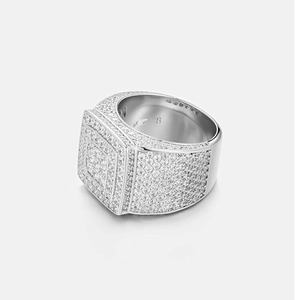 Anillo Unisex Iced Band de Plata 925 con Moissanita VVS, Chapado en Plata Brillante, Estilo Urbano de Lujo, Anillo de Compromiso, Joyería Hip Hop - Product Image 2