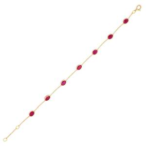 18K Yellow <b>Gold</b> Fine <b>Charm</b> <b>Bracelet</b> with Ruby Gemstone - Product Image 4