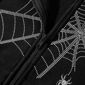 <b>Trendy</b> Rhinestone Spider Print Zip-Up <b>Hoodie</b> with Custom Front Logo-Unisex Regular Fit 100% Cotton Heavyweight Terry Fleece - Product Image 2