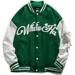 Blousons Bomber en Laine de Haute Qualité pour Hommes avec Manches en Cuir Véritable Noir, Style Letterman, Prix de Gros - Product Image 4