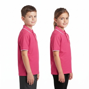 <b>Kids</b> Cotton Polo Shirt Short Sleeve Button Up Collar Leisure Top Custom Logo Regular Fit Unisex Children's School Wear - Product Image 3