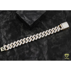 Pulsera Cubana Unisex de Moissanita y Diamantes en Plata de Ley 925 con Eslabones Anchos con Incrustaciones y Cierre de Caja de Lujo, Diseño Hip Hop - Product Image 5