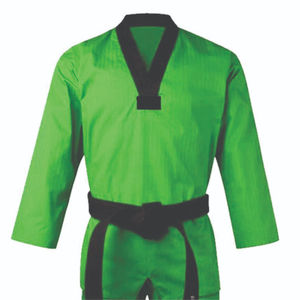 Conjuntos de Uniformes de Taekwondo Verdes de Manga Larga con Cuello en V, Venta Especial, Diseño Bordado, Uniforme de Artes Marciales, Kimono de Jiu Jitsu Personalizado - Product Image 4