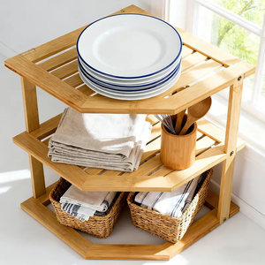 Bamboo Coffee <b>Bar</b> Organizer, Bamboo Storage <b>Shelf</b> for Kitchen Countertop, Coffee Station Accessories Rack - Product Image 2