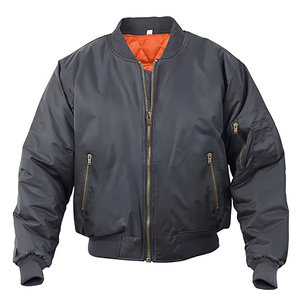 Closure Style Bomber Jacket For Men OEM Custom Logo Jacket For Men Men's Jackets Logo Front Zipper Long Sleeves Elastic Cuffs - Product Image 1