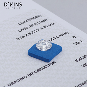 เพชร D'vins Jewels 1.5 กะรัต สี D ความสะอาดระดับ VVS2 เพชรสังเคราะห์ (เพาะเลี้ยงในห้องปฏิบัติการ) รูปทรงวงรี - Product Image 4