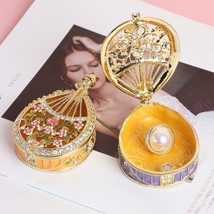 Jaune violet bleu rose métal artisanat émail boîte à bijoux lumière luxe maison créative Papa cadeaux bijoux emballage boîte - Product Image 1