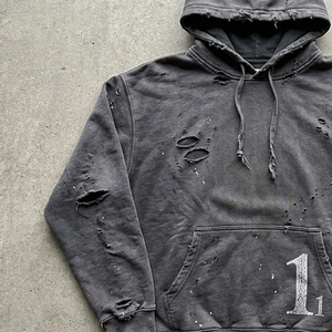 Vintage Wash Distress Hoodie <b>Men</b> Winter Streetwear Distress Hoodie <b>Men's</b> <b>Pullover</b> Distressed Hoodie <b>Men</b> - Product Image 3