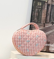 Tas Pernikahan Baru Berbentuk Hati Netral Gender, Kapasitas Besar, Motif Bunga Kecil, Kain Katun Berlapis Portabel, Desain Lucu