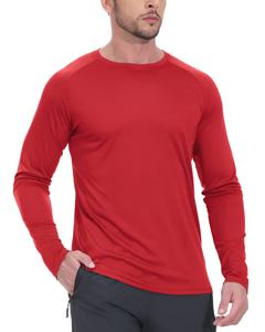 Camiseta Deportiva de Manga Larga Roja para Hombre, de Secado Rápido, Transpirable, para Entrenamiento Atlético, Ligera, para Gimnasio, Running y Deportes - Product Image 1