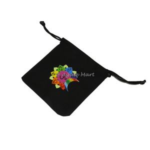 Tissu naturel Lune Chakra Symbole Coton Emballage Sac cristal artisanat cadeau emballage - Product Image 1