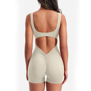 ชุดบอดี้สูทออกกำลังกายสำหรับผู้หญิง ชุดโยคะแบบไร้รอยต่อ เอวสูง ชุดกีฬา โพลีเอสเตอร์ สแปนเด็กซ์ ชุดซิป - Product Image 5