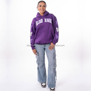 Survêtement de streetwear d'hiver en coton 100% avec pantalon de survêtement et sweat-shirt à capuche, coupe ample et évasée, fermeture éclair, effet délavé - Product Image 1