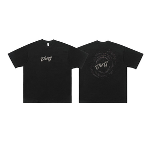 Camiseta Casual de Hombre de Alta Calidad, Elegante, con Hombros Caídos, Oversize, Personalizada con Pedrería, 100% Algodón Tejido, con Letras - Product Image 2