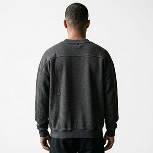 Custom OEM Heavyweight Oversized <b>Men</b> Sweatshirt Drop Shoulder Streetwear <b>Pullover</b> with Raw Edge Star Applique - Product Image 2
