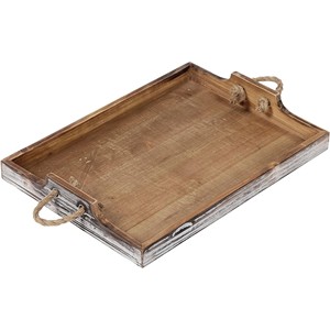 Bandeja de Servir de Madera de Cedro Vintage con Asas de Cuerda - Artesanal, Venta al Por Mayor - Product Image 1