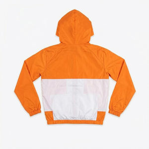 Nuevas llegadas: Conjuntos de pantalones cortavientos de nailon de alta demanda para hombre, en naranja y blanco, con logotipo personalizado, para verano, conjunto de sudaderas con capucha estilo streetwear para hombre. - Product Image 2