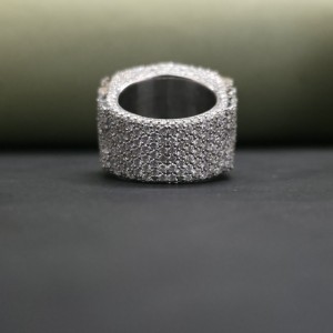 Bague de fiançailles tendance en forme de couronne entièrement sertie de pierres, certifiée IGI, plaquée or 14 carats, en acier inoxydable, moissanite 13,12 CT - Product Image 5