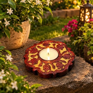 Support de bougie en bois fait main, décoration rustique pour la maison, centre de table, cadeau pour Noël, mariage, événement, fête, présentoir d'accentuation - Product Image 3