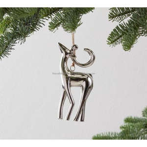 Nickel poli renne suspendu ornement de noël vente chaude maison et jardin suspendus articles décoratifs en métal objet de noël - Product Image 1