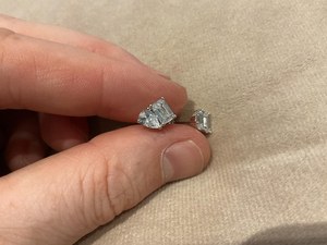 VVS Moissanite <b>Silver</b> Earrings with Pear and Emerald Cut Earring for Bridal Jewelry and Gifting Purpose Use - Product Image 3