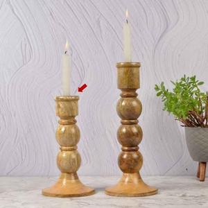 Porte-bougie en bois artisanal, décoration rustique moderne pour la maison, support de bougie de table minimaliste décoratif - Product Image 5