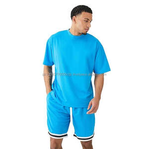2024 Summer Oversize Short Sleeve Men's <b>Twinset</b> Custom Logo Streetwear Design with Factory Wholesale Price Plus Size Shorts Set - Product Image 3