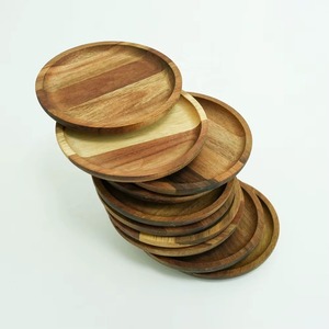 Handmade Acacia Natural Wood Round Coaster with Raised Rim and <b>Epoxy</b> Resin Inlay Set by REHMAN CRAFT - Product Image 1