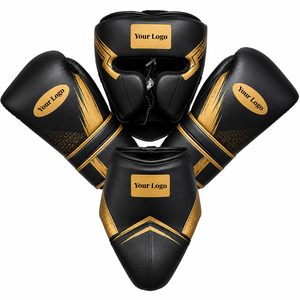 Ensemble de boxe en PU bleu : Casque, gants, protège-dents, équipement d'entraînement de protection toutes saisons, logo personnalisé - Product Image 1