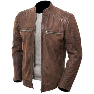 Outdoor Winter Warm New Fashionable Customized <b>Brown</b> Winter Leather Bomber Windbreaker Jacket for Men Handmade High Quality - Product Image 1